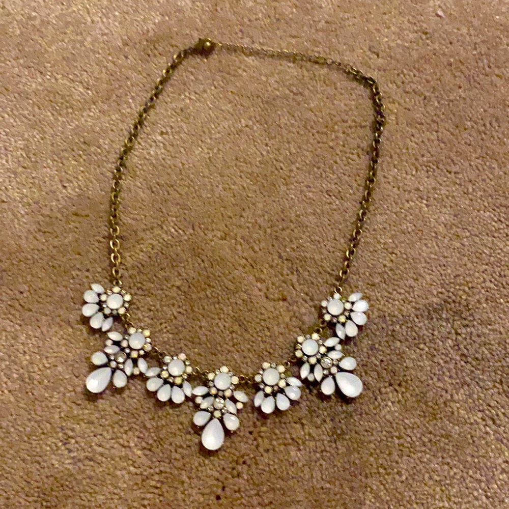 STEEL ALLOY White Plastic Gem Necklace